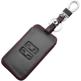 Leder Auto Smart Key Protector Case, Koleos, Kadjar, Arkana, Megane und Dacia Duster 3 zubehör, Sandero - Smart Key Schutz Case, Auto Schlüsselanhänger Cover, Schwarz mit Roter Linie