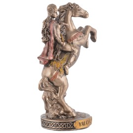 Veronese Miniature Figurine Germanic Valkyrie on Horse, Hand-Painted Bronze