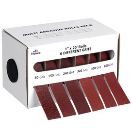6 Grits Emery Cloth Roll, 80 150 240 320 400 600 Grits Abrasive Sand Paper for Metal and Wood Furniture with Dispenser - 6M Red Sandpaper Rolls
