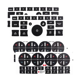 Fehlot AC Dash Button Repair Kit - 4 Black Crystal Letter Print Stickers for Select 07-14 GM Vehicles & Radio Dash Buttons - Powder Coated Metal or Plastic - Outdoor Use - Decal