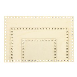 PATIKIL 3 Sizes Crochet Basket Bottom, 1 Set Rectangle Blank Crochet Knitting Wooden Base for DIY Craft Weaving Basket Making Supplies Home Decoration