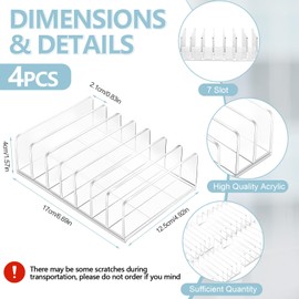Geetery 4 Pcs Acrylic Cash Tray for Cash Stuffing Mail Sorter Organizer Clear Desk Envelope Organizer for Sorting Mail Envelope Bill Business Card Eyeshadow Palette(7 Slot)