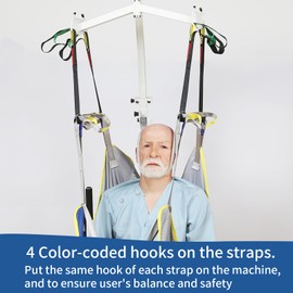EZ Assistive Patient Lift Sling Straps for Attaching Sling and Hoist, Extension Loop Tie Down Straps, Pack of 1 Set (1 Set = 4 pcs) in One Size