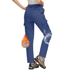 MAGCOMSEN Women's Winter Pants Waterproof Insulated Snow Ski Pants Fleece Lined Hiking Pants Outdoor Hunting Pants Lighht Blue, 2XL