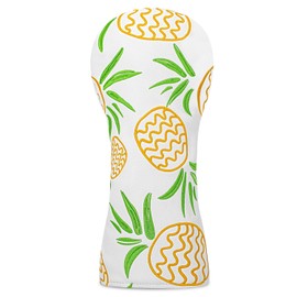 Golf Head Cover Golf Club White Pineapple Design Golf Covers Headcovers Set Fits Driver Fairway Wood Hybrid Utility Woods Iron Wedge Headcover with Interchangeable No. Tags (Driver)