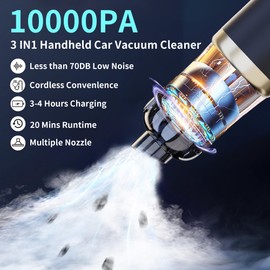 helloleiboo Handheld Car Vacuum Cleaner Cordless 10000pa High Power Portable Mini Car Vacuum Cleaner & Air Duster Lightweight Handheld Car Vacuum Rechargeable for Car Home Office Pet（Black）