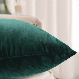 Bronwen Mathews Velvet Cushion Covers 45x45 cm Pack of 2 Bottle Green Decorative Throw Pillowcases Soft Modern Square Durable For Sofa Chair Garden Living Room Balcony Car (Bottle Green).