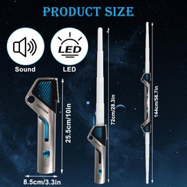 Joycabin Pack of 2 Children's Lightsabers, Duel Lightsabers with 12 Colours and Sound Effects, Retractable LED Lightsaber Toy, 2 in 1 Lightsaber for Adults and Boys Children Gift Cosplay