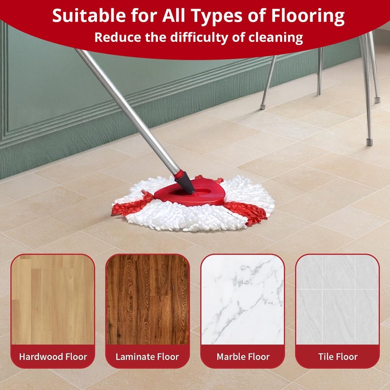 Mop Head Replacements Compatible with Vileda, 2 Pack Spin Mop