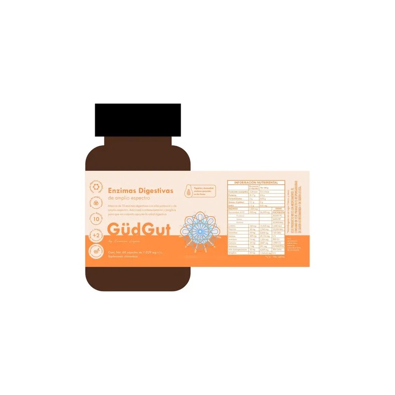 Gudgut Enzimas Digestivas De Amplio Espectro 60 Capsulas