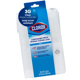 CLOROX Shower Curtain Liner, Premium Lightweight Flexible Waterproof 3g PEVA for Bathroom with Weighted Magnets, Standard Size 70" x 72", Clear 1 Pack