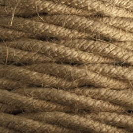Amarcords - Fabric Cable for Lamps Jute Braided Jute 5 Metres with Grounding 3 x 0.75 - Fabric Cable Covered with Coloured Vintage Fabric for Chandeliers, Wall Lights and Lampshades