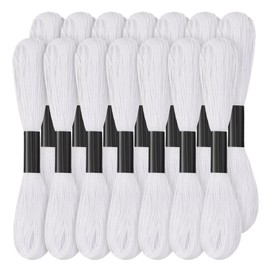 Set di 14 fili di filo da ricamo bianco, 120 yards, filo per ricamo a punto croce, ideale per braccialetti dell'amicizia e ricamo