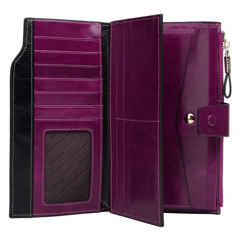 YALUXE Women's Genuine Leather Wallet RFID Blocking with 21 Card