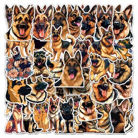 50PCS German Shepherd Stickers for Teens, Boys and Girls - Vinyl Pack for Skateboard, Guitar, Door, Laptop, Luggage, Car, Bike, Water Bottle - Birthday Party Supplies