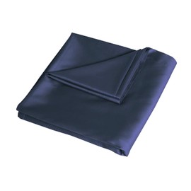 Sleepdown Flat Sheet 100% Cotton Sateen Soft Cosy 300 Thread Count Luxury Bedding Bedsheet Bed Linen - Navy Blue - Single (180cm x 240cm), 5056242826125