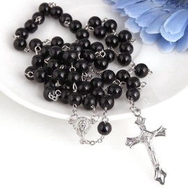 Choice of All Women's Pearl Beads Catholic Necklace Jesus Christ Cross Faith Necklace Religious Communion Jewelry Gifts for Teen Girls Christmas Stocking Stuffers