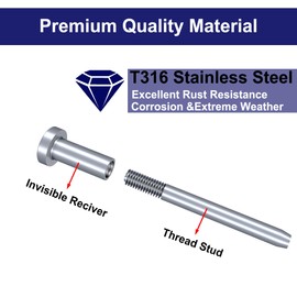 BOZXYE 30 Pack Invisible Cable Railing kit, 1/8" Stainless Steel Invisible Receiver and Swage Stud End for Cable Railing Hardware, Deck Stair Threaded End Fitting for 2x2 Wood Metal Post