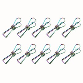Pro Bamboo Kitchen 10PCS Food Bag Clips Colorful 55mm Carbon Steel Wire Metal Chip Bag Clips Food Packaging Heavy Duty Kitchen Bag Clips Fish Tail Clips Sealing Snack Bags