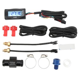 Motorcycle LCD Digital Gauge Voltage Meter Voltmeter Temperature Thermometer Time Display Sensor M12x1.5