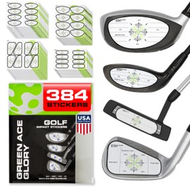 Golf Impact Tape - 384 Stickers - 4 Club Strike Map System for Drivers, Woods, Irons & Putters | Residue Free, Ultra Thin Easy Peel Stickers For Fast Swing Analysis to Improve Ball Striking - 384