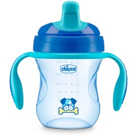 Chicco Boquilla semisuave entrenador sin derrames, taza para beber de 7 onzas, azul 6 m+
