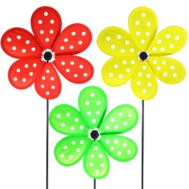 timecity 10.6 inch Wind Spinners Flower Spinners Colorful Wind Spinners for Lawn Pinwheels Windmill Party Pinwheel Wind Spinner Yard and Garden，3pcs