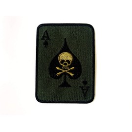 TH Skull ACE of Spades Death Skull Card Logo Biker Motorcycle Embroidered Sew on Iron on Patch for Backpacks Jackets Clothing Costume