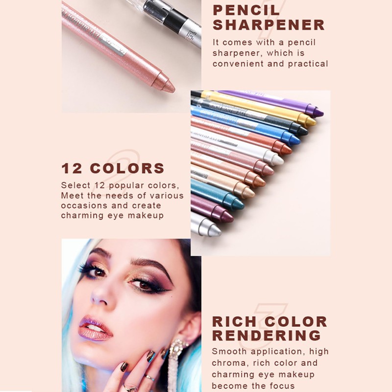 Dual-Purpose Eyeshadow & Eyeliner Pencil with Built-in Sharpener, Long-Wear Smudge-Proof