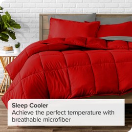 Bare Home Bed-in-A-Bag 7 Piece Comforter & Sheet Set - California King - Goose Down Alternative - Ultra-Soft 1800 Premium Bed Set (Cal King, Red/Grey)