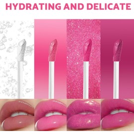 Labiales Pintalabios 4 Colores Brillo de Labios Aceite Labial Hidratante Lip Plumper Gloss Lipstick, Bálsamo Labial Nutritivo con Color Hidratación Intensa y Elimina Arrugas de los Labios (A)