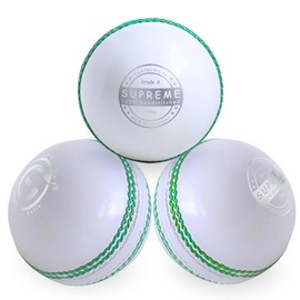 ONEGlobal Supreme Cricket Ball Leather Cricket Ball 100% Hand Stitched 5.5oz 4 Piece Premium Leather Waterproof Match Quality Hard Cricket Balls for League Games, Net Practice Etc (3-White)