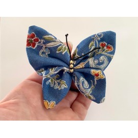 Butterfly pony tail holder, fabric butterfly for hair, girls hair accessories, hair ties for women, blue hair bow, floral hair accessories, Cotton cloth butterfly to wear in hair