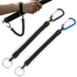 Stretchy Spiral Keyring, 2 Pcs, Spiral Keyring with Color Carabiner, Retractable Keychain, Spiral Coil Spring Key Chain, Retractable Spring Key Holder, for Backpack, Keys, Phone, Wallet, Fishing Tool