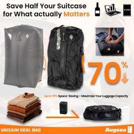 34L Vacuum Seal Bags for Clothing Travel - IP67waterproof & Reusable, Travel Vacuum Bags with Electric Pump,Compression Storage Bags for Camping/Luggage/Backpack Packing (2PC)