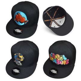 Carrot Bombing Black Snapback Baseball Cap Hat (Pack of 3)