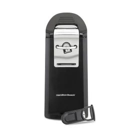 Hamilton Beach Smooth Touch Electric Automatic Can Opener Easy Push Down Lever, For All Standard-Size and Pop-Top, Extra Tall, With Bottle Opening Accessory and Built-In Knife Sharpener, Black