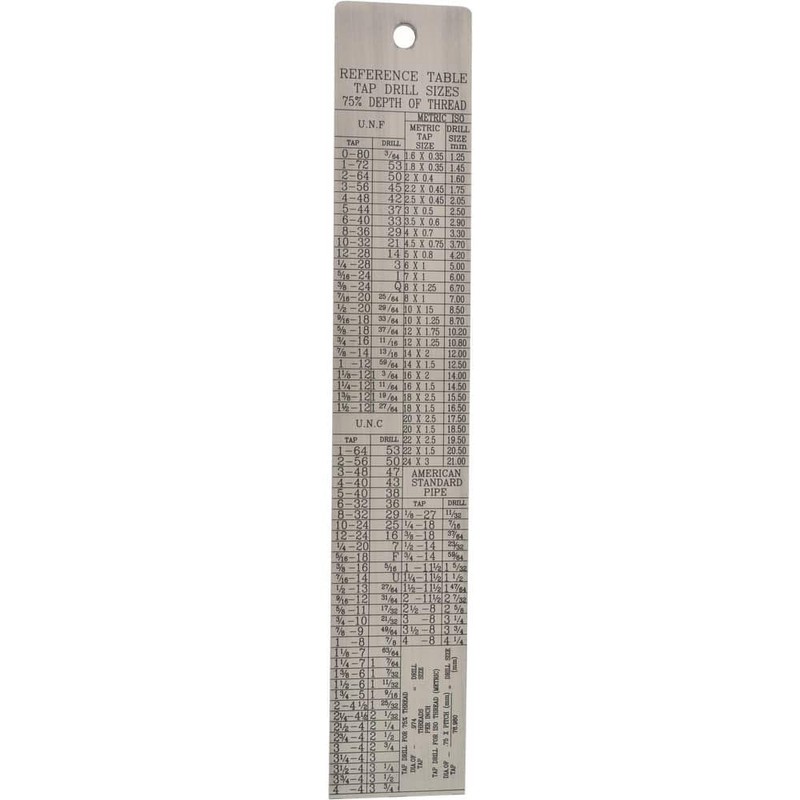 SPI 13-970-9 Tap Drill Size Reference Table with 6" Measuring