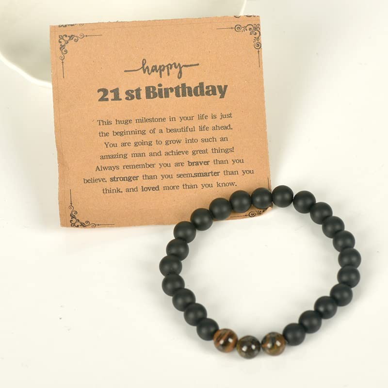 21st Birthday Gifts Bracelet for Him - Inspirational Beaded Bracelets