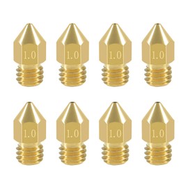 Aokin 8 Pcs 1.0mm MK8 Extruder Nozzles 3D Printer Nozzles for Creality Ender 3/3 Pro/3 V2, Ender 5/5 Pro, CR-10/10S, Makerbot, Anet A8 3D Printer