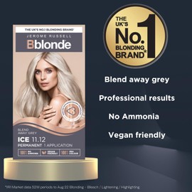 Jerome Russell Bblonde Ice Blonde Permanent Hair Colour – Full Grey Coverage Hair Dye Kit for Pre-Lightened & Blonde Hair, Ammonia Free Hair Dye with Brazil Nut oil