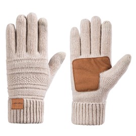 Copcape Gloves Women Winter Warm Cold Weather, Thermal Gloves Womens Knit Merino Wool Cable Warm with Thick Thinsulate Lined, Touch Screen Gloves Women Fingers Anti-Slip(Oatmeal)