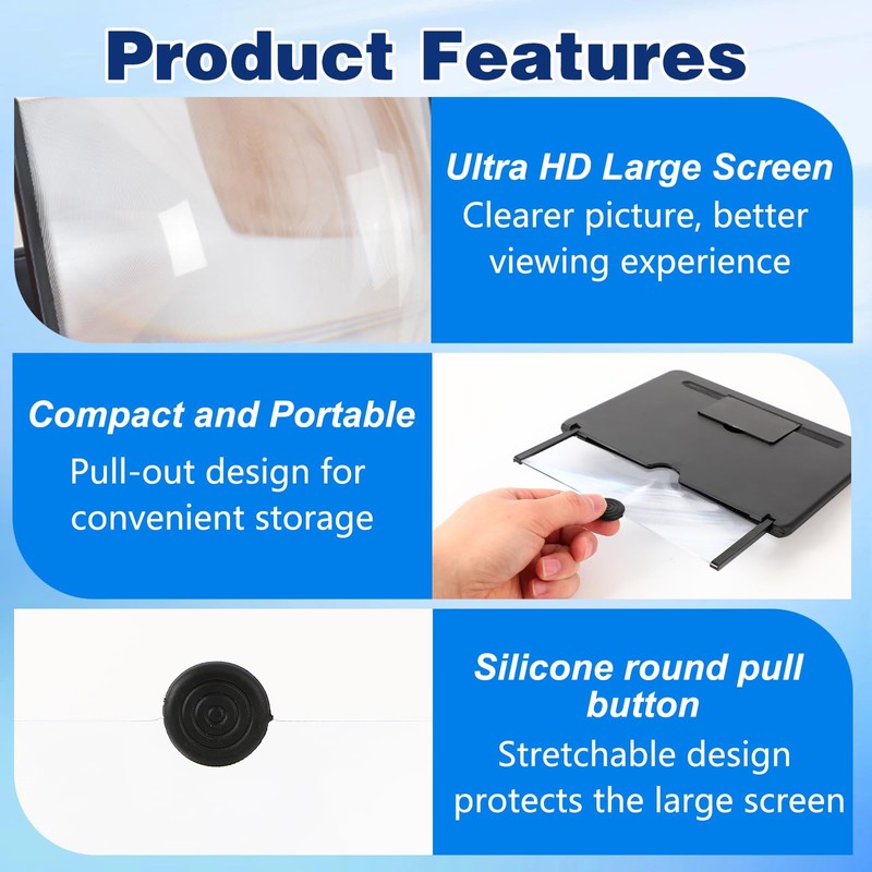 Smartphone Screen Magnifier, 3D HD Mobile Phone Magnifier Projector Screen