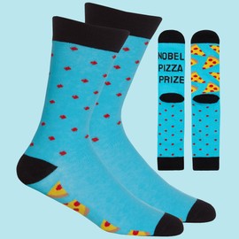 Mens 1 Pair Novelty Design Mid Calf Socks Blue Funky Funny Food Cotton Rich Pizza 6-11