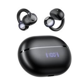 NC1 Audífonos Inalámbricos, Bluetooth 5.4 Audífonos de Oído Abierto con Clip, Unidades Transductoras de 11mm, Pantalla LED, Control por App, Reducción de Ruido con IA, 20 Horas