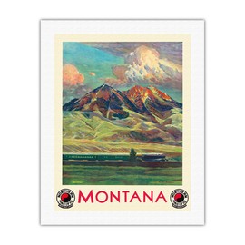 Montana - Absaroka Mountains - Northern Pacific Railway - Vintage Travel Poster by Gustav Wilhelm Krollmann c.1920s - Fine Art Rolled Canvas Print 20in x 26in