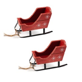 Factory Direct Craft Set of 2 Rustic Wooden Holiday Santa Sleighs