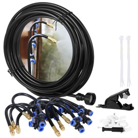 32.8 FT(10M) Misting Cooling System, MSDADA Misting Line with 360° Adjustable Brass Mist Nozzles&Brass Adapter (3/4 ") Outdoor Mister for Outdoor Patio Garden Greenhouse Trampoline for Waterpark