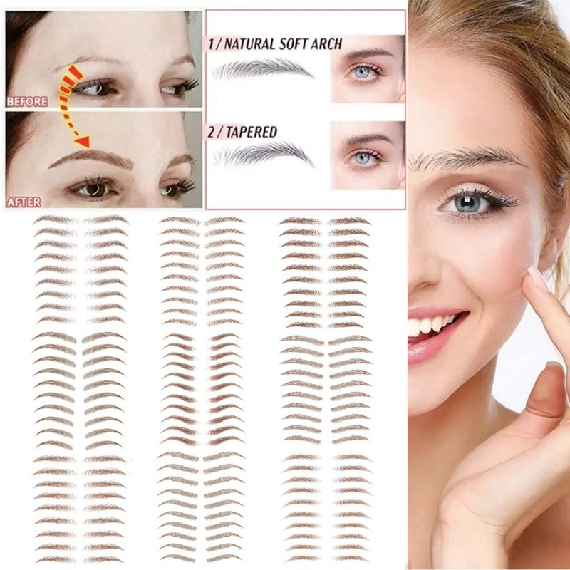 Yesallwas 9 Sheets 89 Pairs Eyebrow tattoos brown Realistic Fake