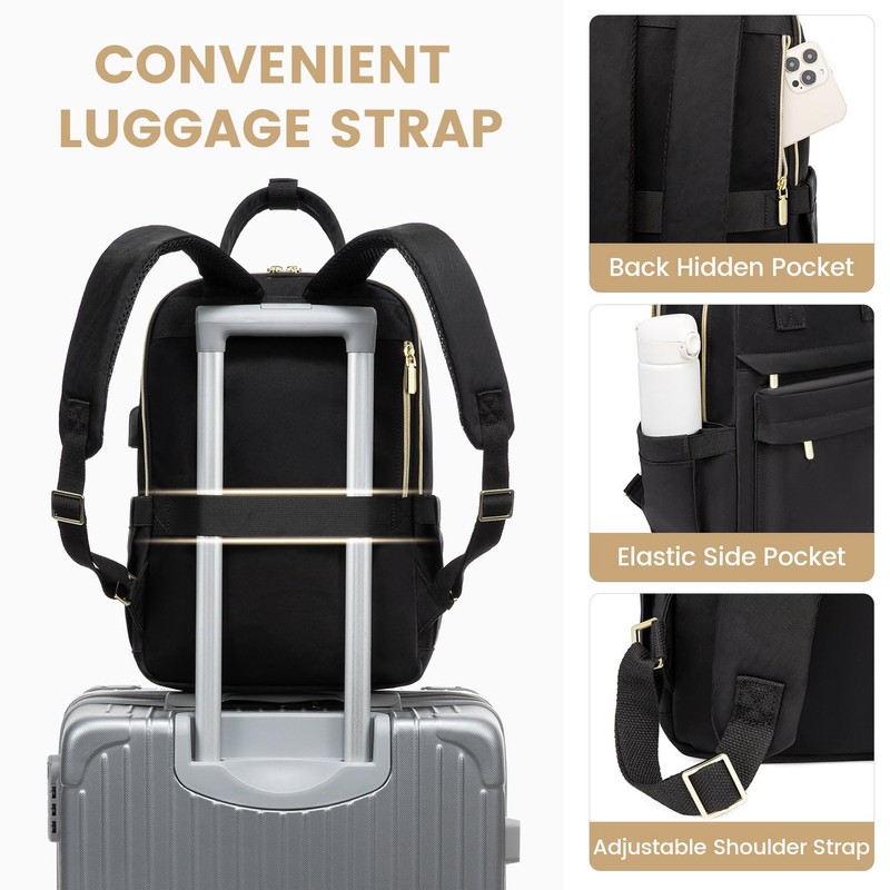 Lovevook Women's Backpack, for 14 Inch Laptops, Black